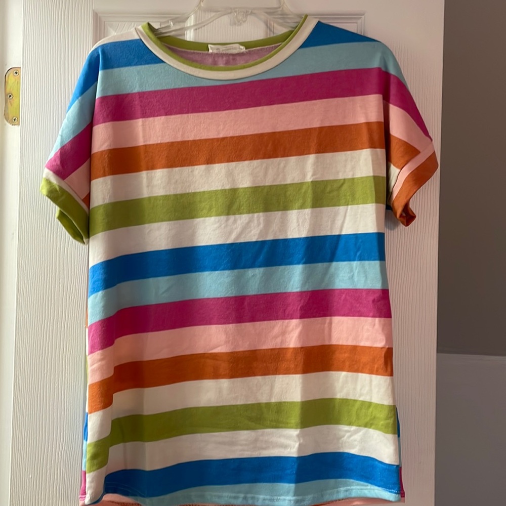 Multicolored Striped short sleeve tshirt